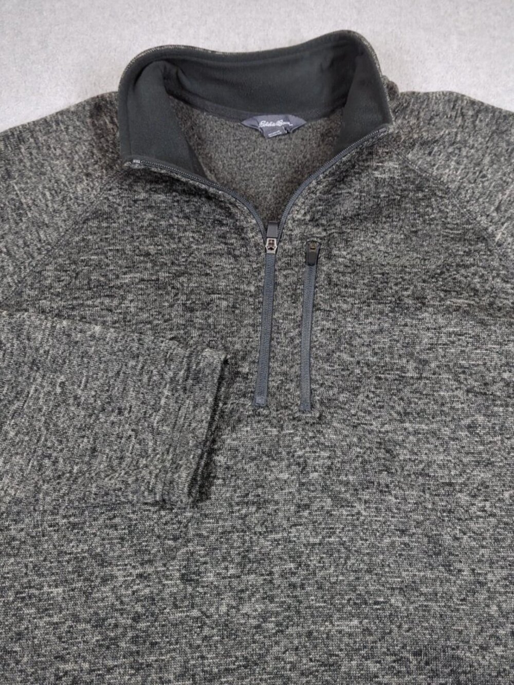 Eddie Bauer Sweater Men's 2XL Gray 1/4 Zip Fleece Pullover Outdoors Hiking
